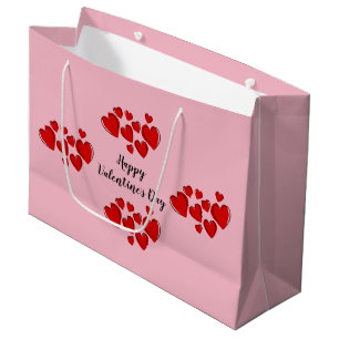 Grand Sac Cadeau Heureuse Sainte-Valentin rose