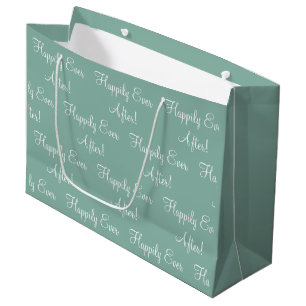Grand Sac Cadeau Heureux Jamais après Script Sage Mariage vert