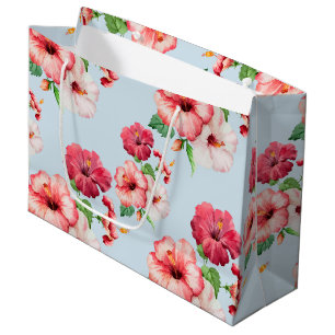 Grand Sac Cadeau Hibiscus tropicaux Floral hawaïen sur mesure