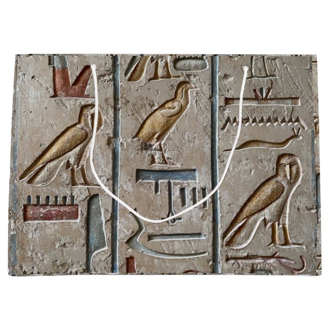 Grand Sac Cadeau Hiéroglyphe Langue Égypte Ancienne Texte Gravé (Devant)