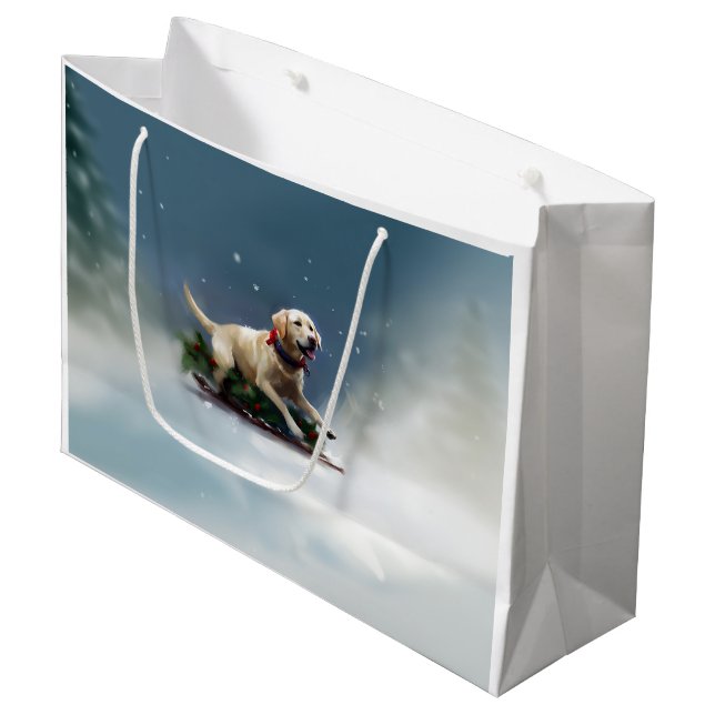 Grand Sac Cadeau hiver de Noël du Labrador (Devant Angle)