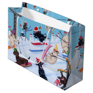 Grand Sac Cadeau Hiver Fun Noël Ski Laveurs Peinture