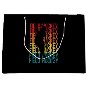 Grand Sac Cadeau Hockey sur gazon Vintage rétrograde Hockey sur gaz