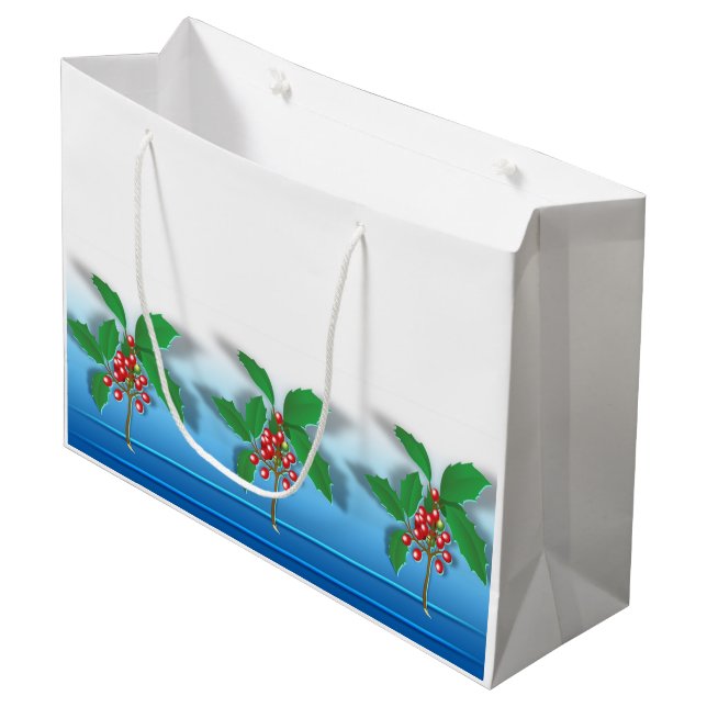 Grand Sac Cadeau Holly Berry (Devant Angle)