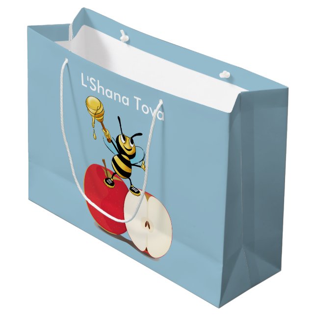 Grand Sac Cadeau Honeybee Apple Rosh HaShana (Devant Angle)