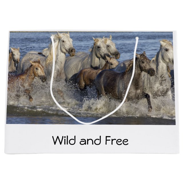 Grand Sac Cadeau Horses galloping in the water (Devant)