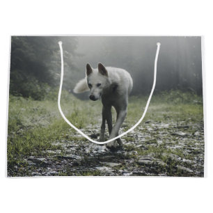Grand Sac Cadeau Husky Sibérien Blanc
