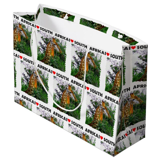 Grand Sac Cadeau I Coeur Afrique du Sud Giraffe Aloe (Dos Angle)
