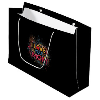 Grand Sac Cadeau I Love You Mom / Bolsa de Regalo Estilo Grafiti