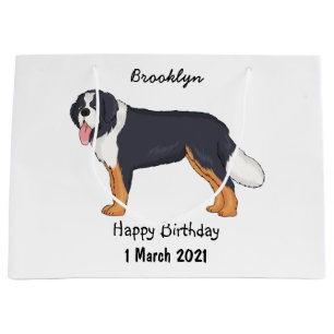 Grand Sac Cadeau Illustration bernoise d'un chien de montagne