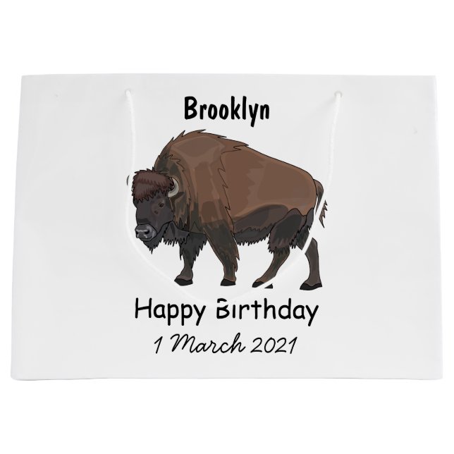 Grand Sac Cadeau Illustration de bison (Devant)