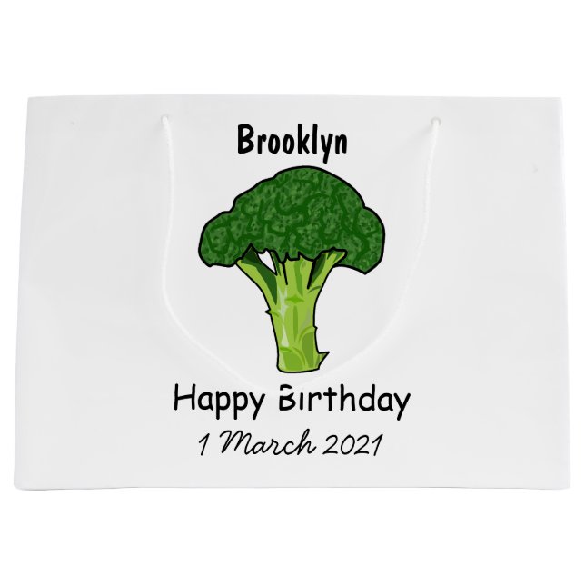 Grand Sac Cadeau Illustration de Broccoli (Devant)