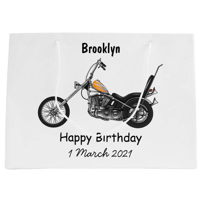 Grand Sac Cadeau Illustration de Chopper Motorcycle 1950 (Devant)
