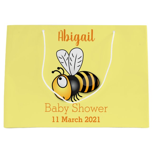 Grand Sac Cadeau Illustration de dessin animé d'abeilles joyeux (Devant)