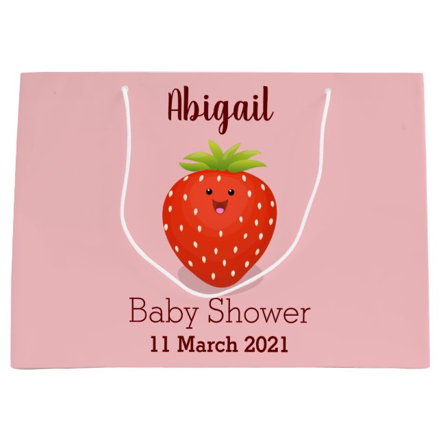 Grand Sac Cadeau Illustration de la fraise Cute kawaii (Devant)