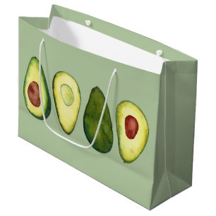 Grand Sac Cadeau Illustration de l'aquarelle Avocado 