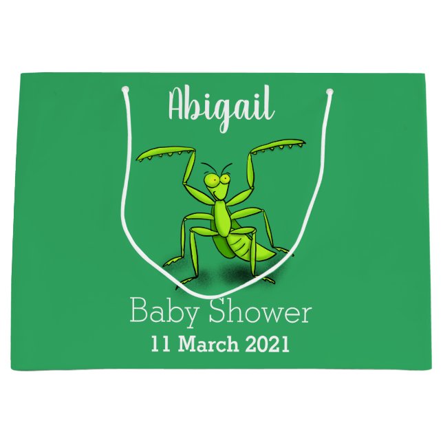 Grand Sac Cadeau Illustration drôle de mante verte en prière (Devant)