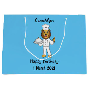 Grand Sac Cadeau Illustration du chef mignon lion