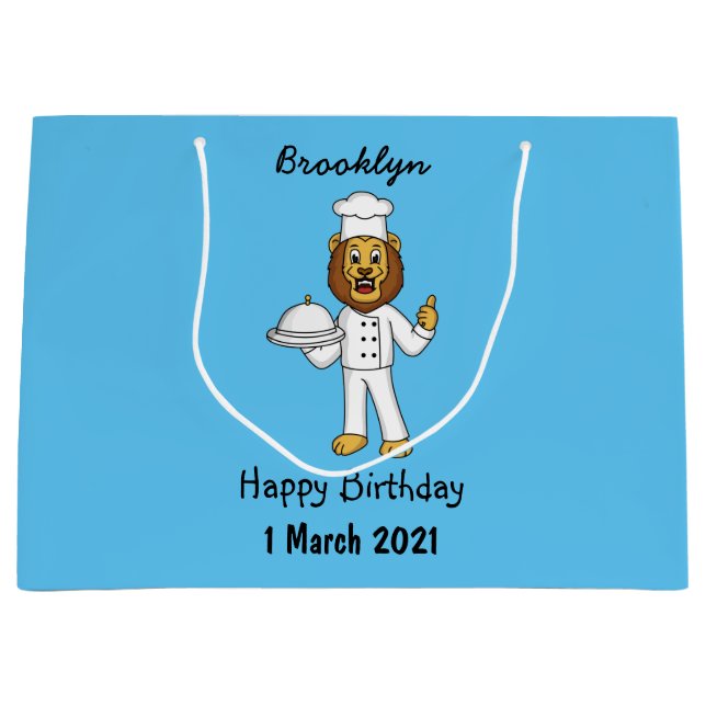 Grand Sac Cadeau Illustration du chef mignon lion (Devant)