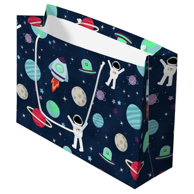 Grand Sac Cadeau Illustration du Motif spatial (Devant Angle)