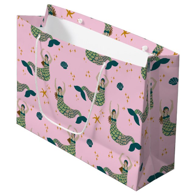 Grand Sac Cadeau Illustration du thème Sirène de sirène moderne Imp (Devant Angle)