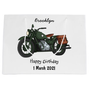 Grand Sac Cadeau Illustration d'une moto de croiseur militaire
