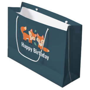Grand Sac Cadeau Illustration graphique de renards orange mignons