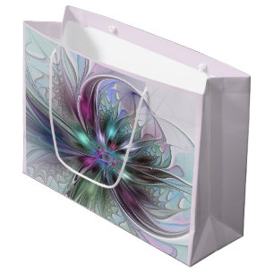 Grand Sac Cadeau Imaginaire coloré Abstrait Fleur fractale moderne