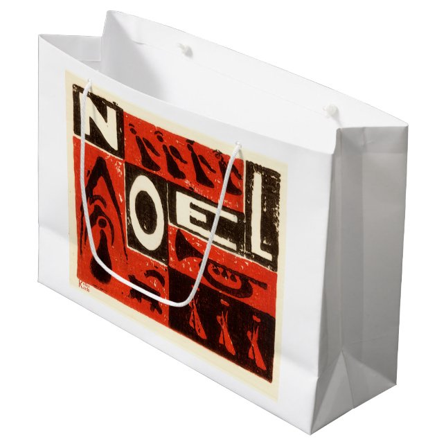 Grand Sac Cadeau Impression bloc rouge Noel (Devant Angle)