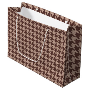 Grand Sac Cadeau Imprimé classique prépa élégant à carreaux marron