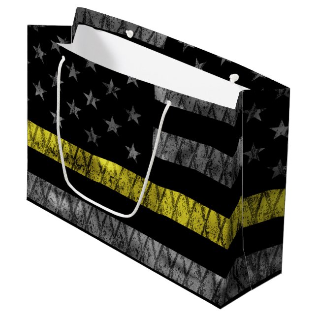 Grand Sac Cadeau Indicateur de ligne jaune mince du distributeur (Devant Angle)
