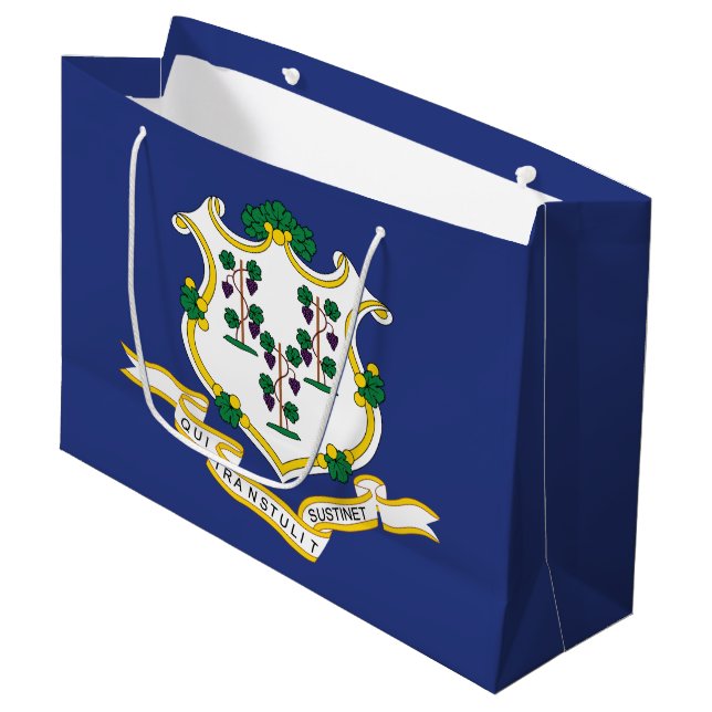 Grand Sac Cadeau Indicateur d'état Connecticut (Devant Angle)
