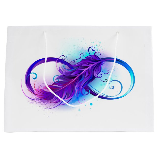 Grand Sac Cadeau Infinity with purple feather (Devant)