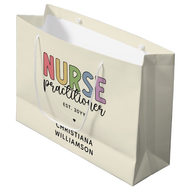 Grand Sac Cadeau Infirmière sur mesure Praticien NP Infirmière dipl (Devant Angle)