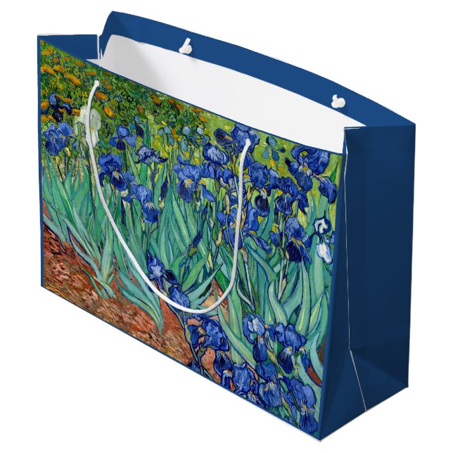Grand Sac Cadeau Irises Vincent van Gogh Fleurs Peinture Art (Dos Angle)