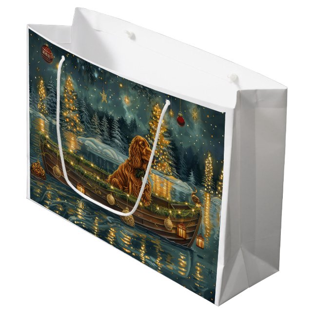 Grand Sac Cadeau Irish Red Setter Christmas Festive Voyage (Devant Angle)