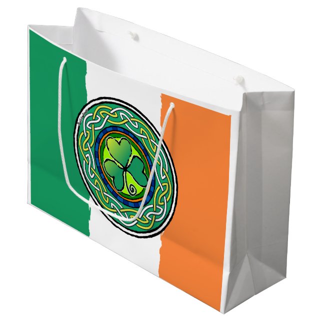 Grand Sac Cadeau Irish shamrock (Devant Angle)