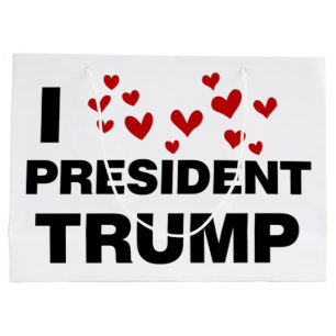 Grand Sac Cadeau J'aime les coeurs du président Trump