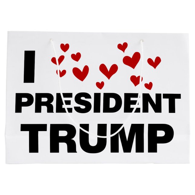 Grand Sac Cadeau J'aime les coeurs du président Trump (Dos)