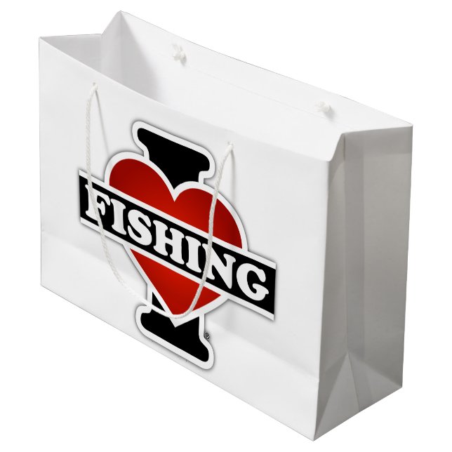 Grand Sac Cadeau J'aime pêcher (Devant Angle)