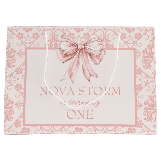 Grand Sac Cadeau Jalon de coquette rose pâle de Demask personnalisé (Devant)