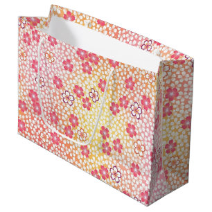Grand Sac Cadeau Japonais KIMONO Textile, Motif de fleurs de cerisi