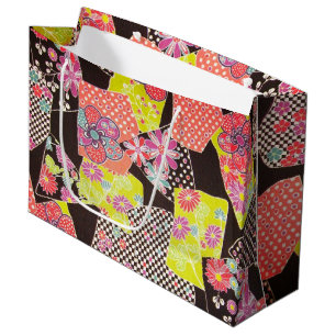 Grand Sac Cadeau Japonais KIMONO Textile, motif floral