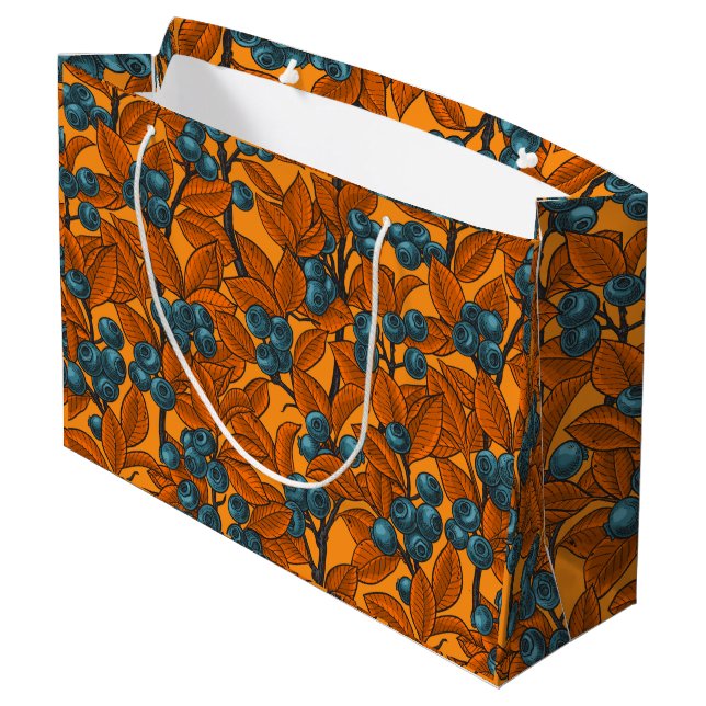 Grand Sac Cadeau Jardin aux bleuets, bleu et orange (Dos Angle)