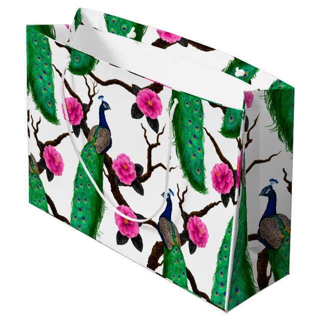 Grand Sac Cadeau Jardin de Peacock (Dos Angle)