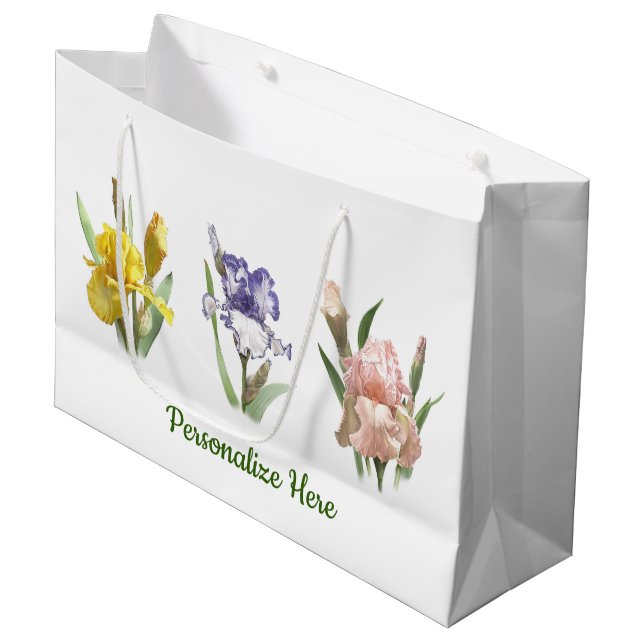Grand Sac Cadeau Jardin Flower Iris (Devant Angle)