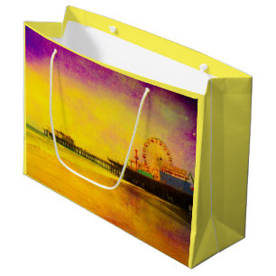 Grand Sac Cadeau Jaune et violet Père Noël Monica Pier
