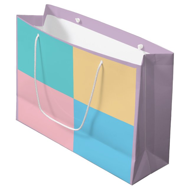 Grand Sac Cadeau Jaune rose bleu vert pourpre moderne élégant dessu (Devant Angle)