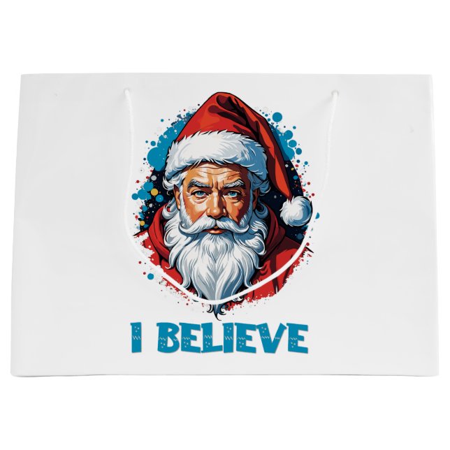 Grand Sac Cadeau Je crois en le style Graffiti du Père Noël (Devant)