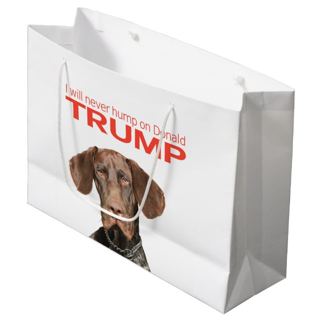 Grand Sac Cadeau Je ne boirai jamais sur Donald Trump ! (Devant Angle)